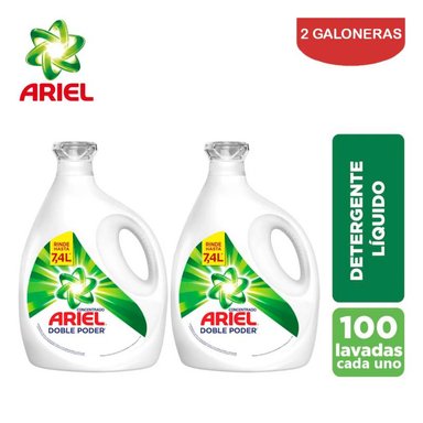DETERGENTE LÍQUIDO ARIEL CONCENTRADO 3.7 LITROS PACK 2 GALONES