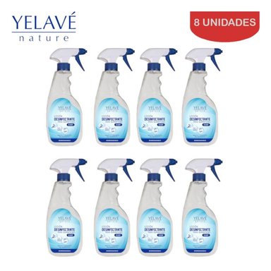 DESINFECTANTE LÍQUIDO YELAVE AMONIO CUATERNARIO 500 ML PACK 8 UNIDADES