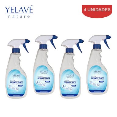 DESINFECTANTE LÍQUIDO YELAVE AMONIO CUATERNARIO 500 ML PACK 4 UNIDADES