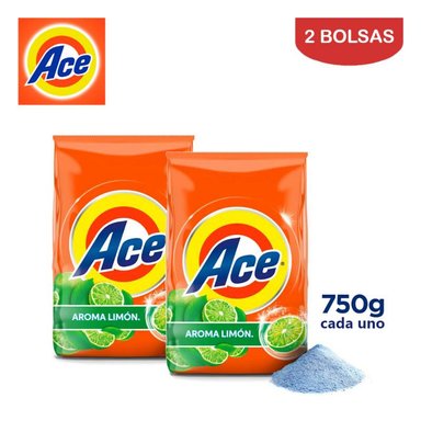 DETERGENTE EN POLVO 750GR ACE LIMÓN. PACK 2 BOLSAS