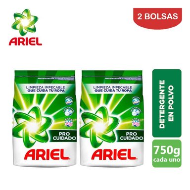 DETERGENTE POLVO ARIEL REVITACOLOR 750GR PRO CUIDADO PACK 2 BOLSAS