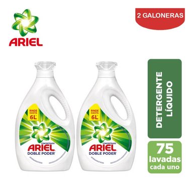 DETERGENTE LÍQUIDO ARIEL CONCENTRADO 3 LITROS PACK 2 GALONES