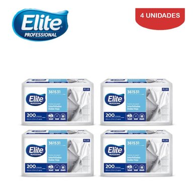 PAPEL TOALLA ELITE DH INTERFOLIADA PACK 4 UN 200 HOJAS