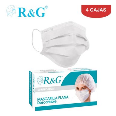 MASCARILLA QUIRÚRGICA 3 CAPAS BLANCO CAJA*50UND RYG. PACK 4 CAJAS