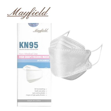 MASCARILLA MAYFIELD KN95 FISH SHAPE 3D BLANCO CAJA 20 UNIDADES