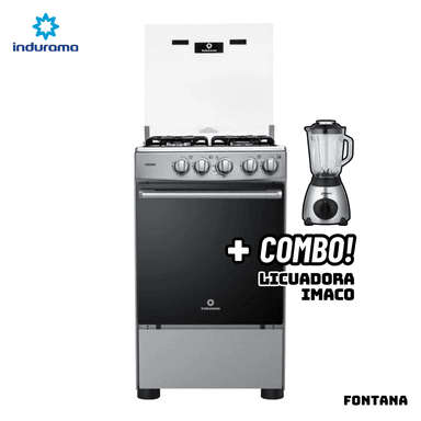 COCINA DE PIE A GAS INDURAMA 4 QUEMADORES FONTANA + LICUADORA IMACO
