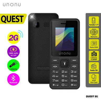 CELULAR BASICO UNONU QUEST 2G DUAL SIM NEGRO