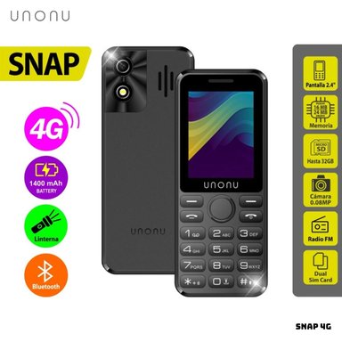 CELULAR BASICO UNONU SNAP 4G DUAL SIM - NEGRO - 1