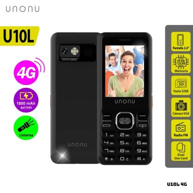 CELULAR BASICO UNONU U10L 4G DUAL SIM NEGRO