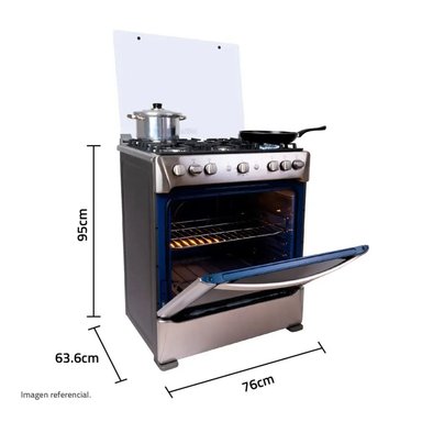 COCINA DE PIE INDURAMA A GAS 6 HORNILLAS ACERO INOX - PARMA ZAFIRO - 4