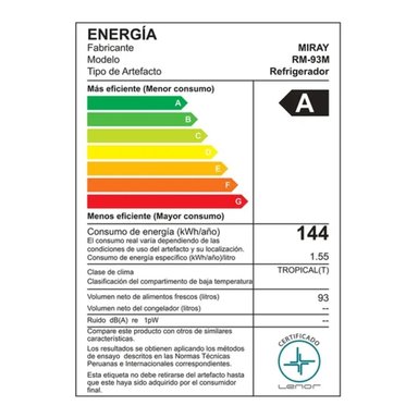 FRIGOBAR OEM 93 L NEGRO - RM-93M - 8