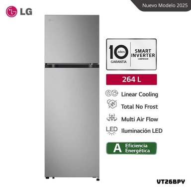 REFRIGERADORA LG 264 L TOP FREEZER PLATEADO - VT26BPY