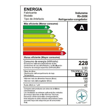 REFRIGERADORA INDURAMA 246 L TOP FREEZER PLATEADO - RI-389I - 8