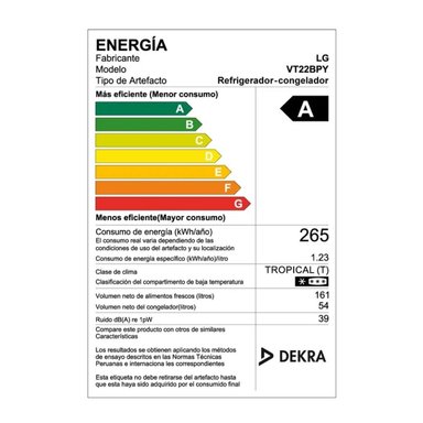REFRIGERADORA LG 215 L TOP FREEZER PLATEADO - VT22BPY - 8