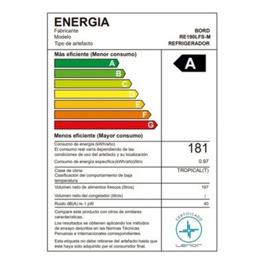 REFRIGERADORA BORD 187 L CON DISP DE AGUA PLATEADO - RE190LFS-M - 7