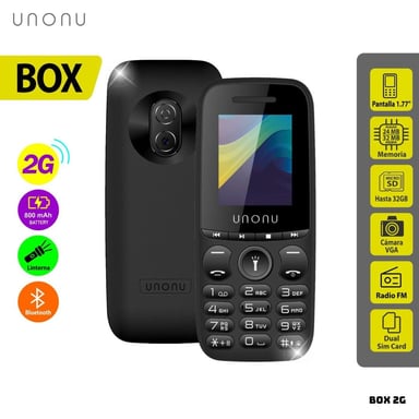 CELULAR BASICO UNONU BOX 2G DUAL SIM - NEGRO - 1