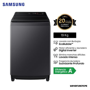 LAVADORA SAMSUNG ECOBUBBLE 19 KG CARGA SUPERIOR GRIS GRAFITO - WA40F19E7CPE - 1