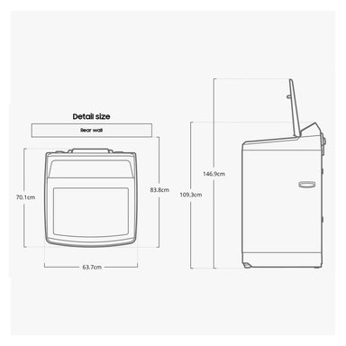 LAVADORA SAMSUNG ECOBUBBLE 19 KG CARGA SUPERIOR GRIS GRAFITO - WA40F19E7CPE - 7