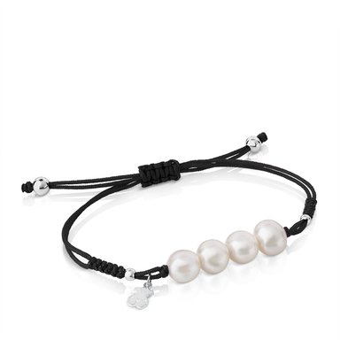 PULSERA NYLON PLATA 1 LEY PERLA CULTIVAD