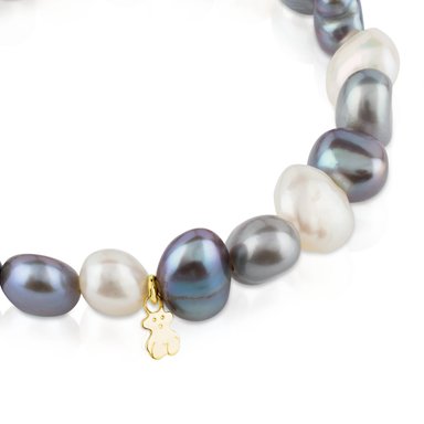 PULSERA PERLA BLANCA-GRIS ORO 1 LEY