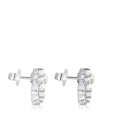 PENDIENTES PLATA 1 LEY 14MM PERLA CULT. - 3