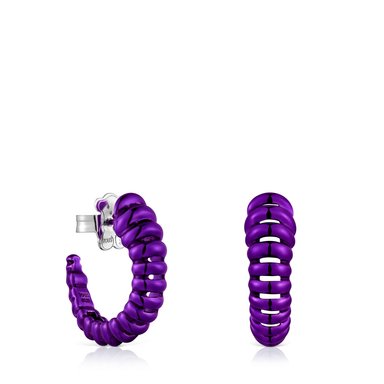 ARETES TOUS CRIOLLAS ACABADO LILA 15MM PLATA LEY