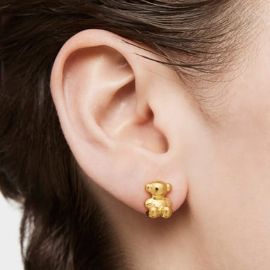 PENDIENTES TOUS 1ª BAÑO ORO BOLD BEAR PLATA LEY - 6
