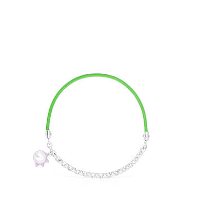 PULSERA TOUS ESMALTADO PERLA GOMA ELAST ACERO