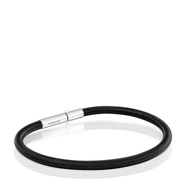 PULSERA ACERO TUBO MESH 4MM NEGRA 19CM