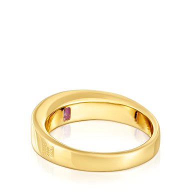 ANILLO TOUS SELLO PLATA 1ªLEY BAÑO ORO AMATISTA 5MM - 3