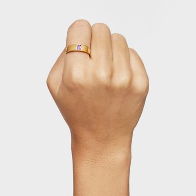 ANILLO TOUS SELLO PLATA 1ªLEY BAÑO ORO AMATISTA 5MM - 4