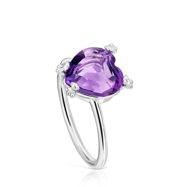 ANILLO TOUS SORTIJA PLATA 1ªLEY CORAZON AMATISTA N12 - 2