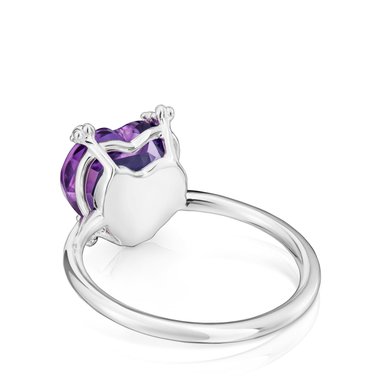 ANILLO TOUS SORTIJA PLATA 1ªLEY CORAZON AMATISTA N12 - 3