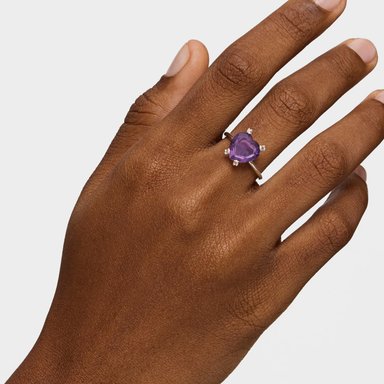 ANILLO TOUS SORTIJA PLATA 1ªLEY CORAZON AMATISTA N12 - 4