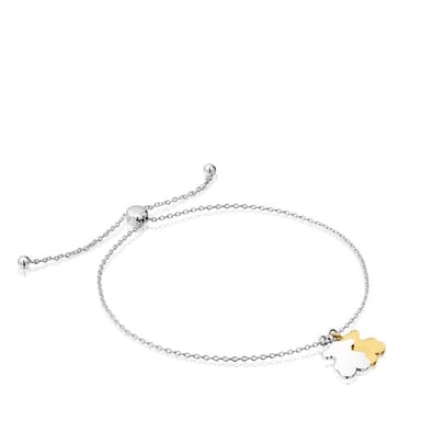 PULSERA PLATA 1ªLEY BAÑO ORO OSO BICOLOR - 3