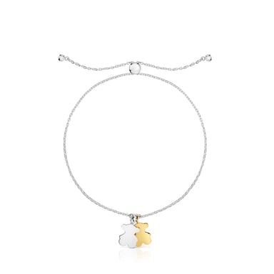 PULSERA PLATA 1ªLEY BAÑO ORO OSO BICOLOR - 4