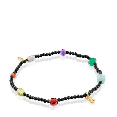 PULSERA TOUS PLATA 1ªLEY BAÑO ORO ONIX GEM