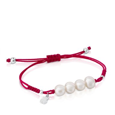 PULSERA TOUS NYLON PLATA 1 LEY PERLA CULTIVAD
