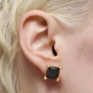 PENDIENTES TOUS PLATA 1ª LEY BAÑO ORO ONIX 11MM - 4