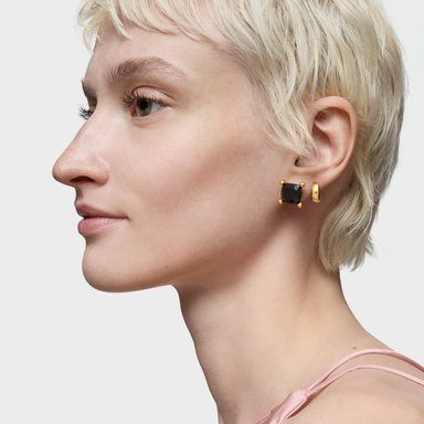PENDIENTES TOUS PLATA 1ª LEY BAÑO ORO ONIX 11MM - 5