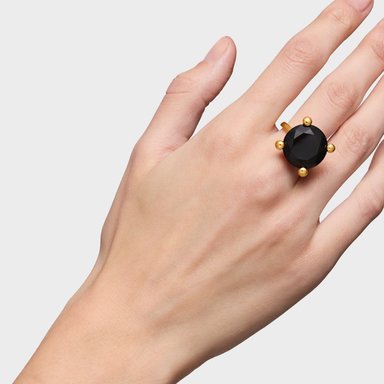 ANILLO TOUS SORTIJA PLATA 1ªLEY BAÑO ORO ONIX 18MM