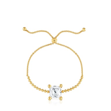 PULSERA TOUS PLATA 1ªLEY BAÑO ORO ROCK CRYSTAL - 1