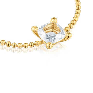 PULSERA TOUS PLATA 1ªLEY BAÑO ORO ROCK CRYSTAL - 2