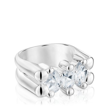ANILLO TOUS SORTIJA 1ªLEY 3 ROCK CRYSTAL OVAL PLATA