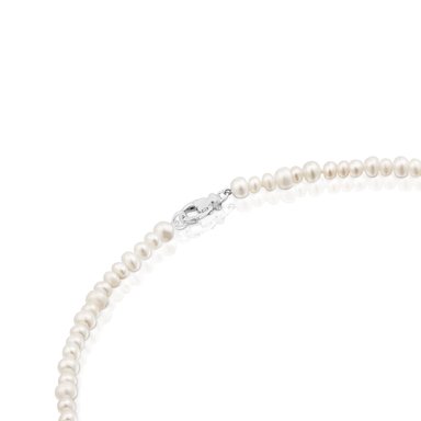 GARGANTILLA PLATA1ªLEY PERLAS 45CM