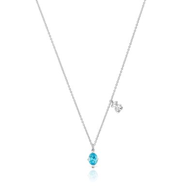 COLLAR TOUS CORTO MOTIVO OSO PLATA Y ZAFIRO AZUL CREADO EN LABORATORIO BOLD BEAR LGG