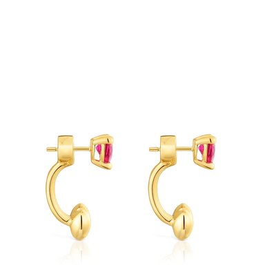 PENDIENTES TOUS CORTOS CON BAÑO ORO 18 KT GARDEN OF LOVE LGG - 2
