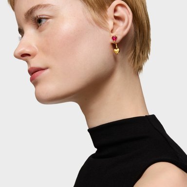 PENDIENTES TOUS CORTOS CON BAÑO ORO 18 KT GARDEN OF LOVE LGG - 4