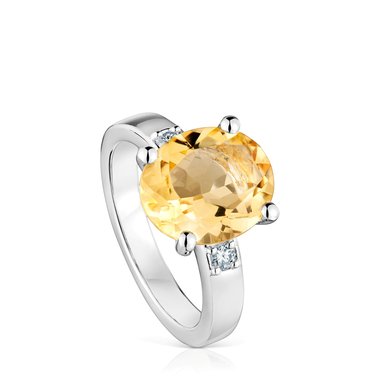 ANILLO DE PLATA CON DIAMANTE Y CITRINO BASIC COLORS