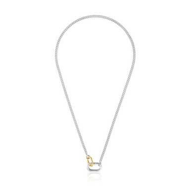 COLLAR DE PLATA Y ANILLAS HOLD OVAL